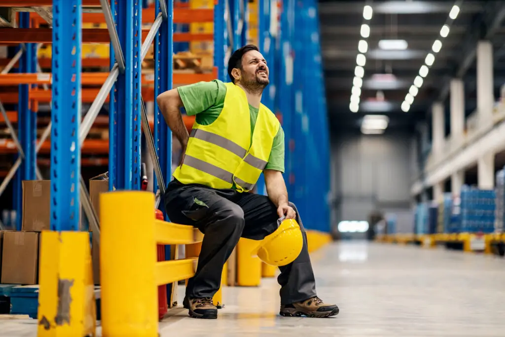 A warehouse worker having back pain